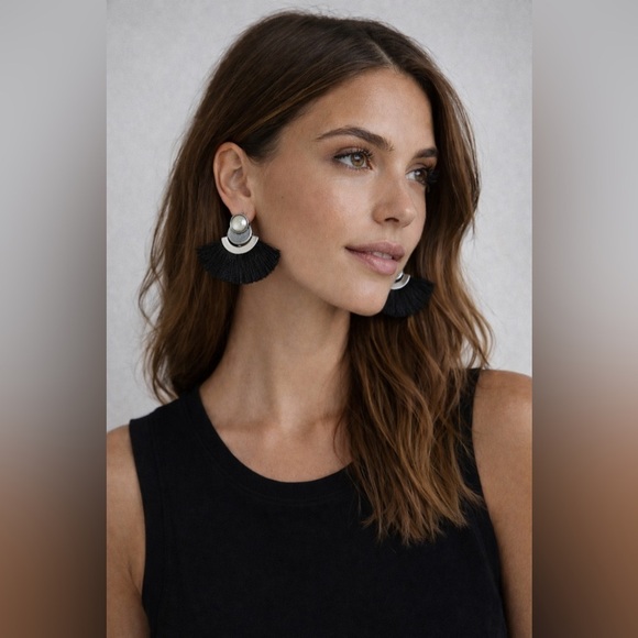Nasty Gal Jewelry - Nasty Gal Black & Silver Statement Tassel Earrings – Fan Fringe